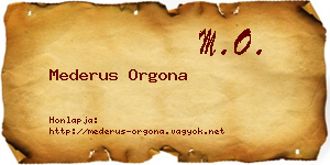 Mederus Orgona névjegykártya